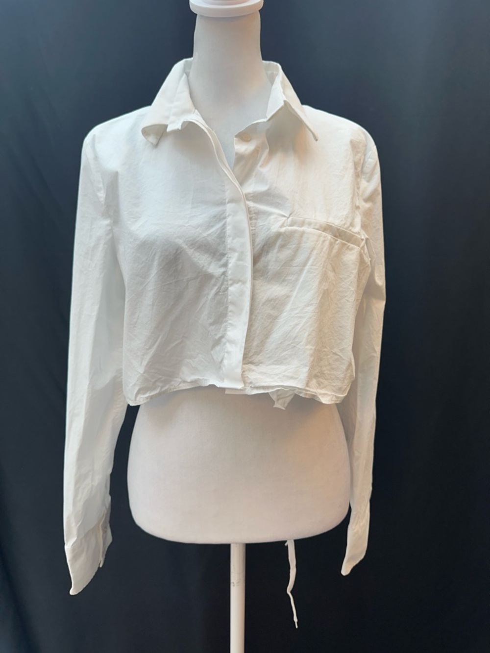 Zara White Cropped Button-Down Shirt